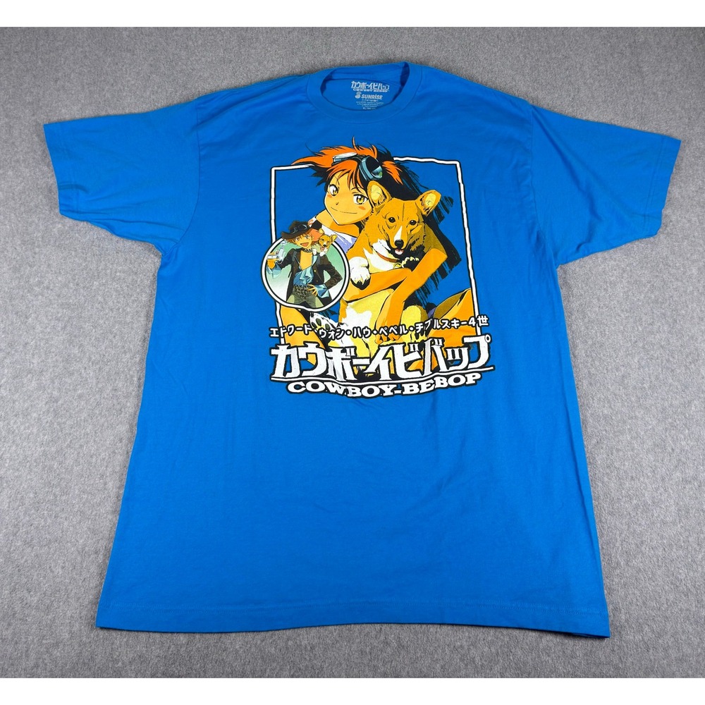 Funimation Cowboy Bebop Mens XL Blue Ein Edward Anime Manga Sunrise Graphic Tee